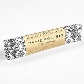 Elegant Damask Pattern Modern Gold Label Naambordje
