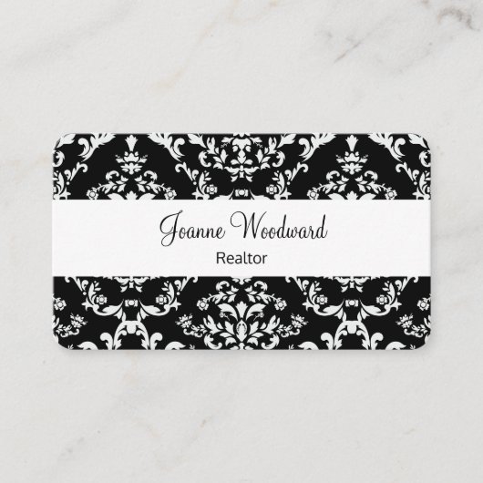 Elegant Damask Pattern Realtor Theme Visitekaartje (Voorkant)