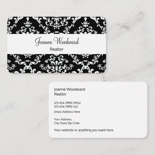 Elegant Damask Pattern Realtor Theme Visitekaartje (Voorkant / Achterkant)