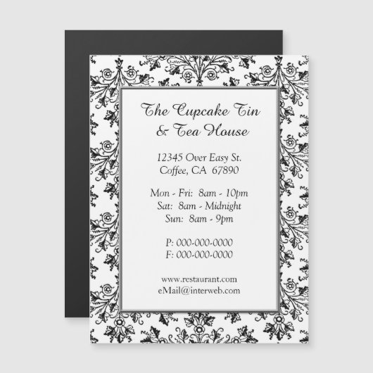 Elegant Damask Pattern Restaurant Custom Card (Voorkant / Achterkant)