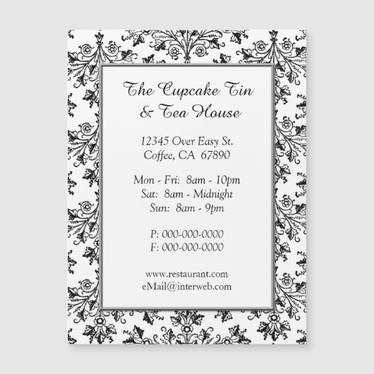 Elegant Damask Pattern Restaurant Custom Card (Voorkant)
