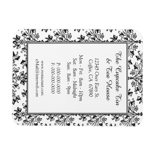 Elegant Damask Pattern Restaurant Custom Magnet Magneet (Horizontaal)