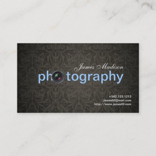 Elegant Damask Photogrpahy Visitekaartjes met QR (Voorkant)