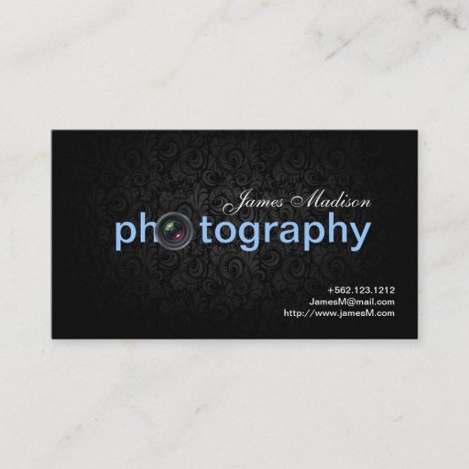 Elegant Damask Photogrpahy Visitekaartjes met QR (Voorkant)