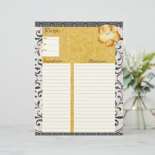 Elegant Damask Recipe Insert (Staand voorkant)