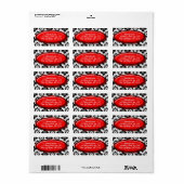 Elegant Damask Red Adresetiketten Etiket (Full Sheet)