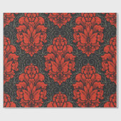 Elegant Damask Red and black wrapping paper roll Cadeaupapier (Vlak)