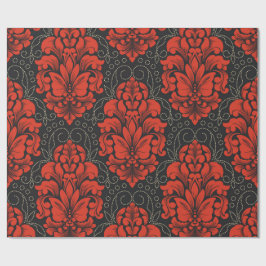 Elegant Damask Red and black wrapping paper roll Cadeaupapier