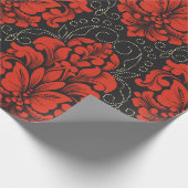 Elegant Damask Red and black wrapping paper roll Cadeaupapier (Hoek)