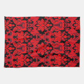 Elegant Damask Red/Black Theedoek (Horizontaal)