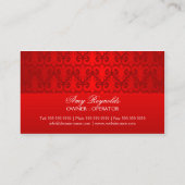 Elegant Damask Red Silver Shimmer Visitekaartje (Achterkant)