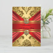 Elegant Damask Regal Red Gold Floral 2 jaar Kaart (Staand voorkant)