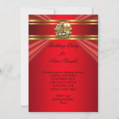 Elegant Damask Regal Red Gold Floral 2 jaar Kaart (Achterkant)