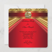 Elegant Damask Regal Red Gold Floral 5 jaar Kaart (Achterkant)