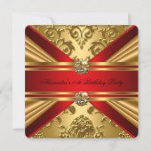 Elegant Damask Regal Red Gold Floral 5 jaar Kaart (Voorkant)