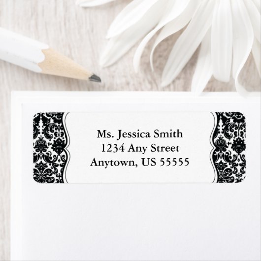 Elegant Damask Retouradres Label (Insitu)