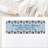 Elegant Damask Retouradres Label (blauw) (Insitu)