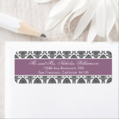 Elegant Damask Retouradres Label (paarse) (Insitu)