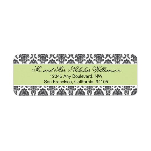 Elegant Damask Retouradres Label (sage) (Voorkant)