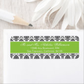 Elegant Damask Retouradreslabel (groene appel) Etiket (Insitu)