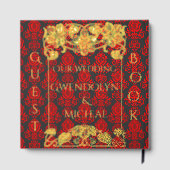 Elegant  Damask Rood Gastenboek (Achterkant)