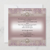 Elegant Damask roze Cream Pearl Birthday Party Kaart (Achterkant)
