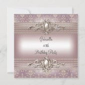 Elegant Damask roze Cream Pearl Birthday Party Kaart (Voorkant)