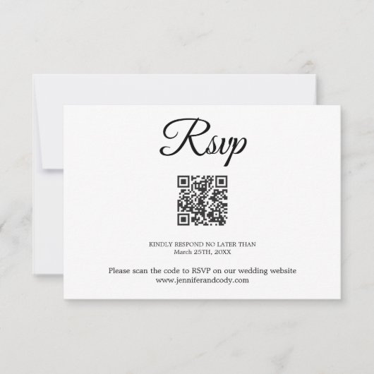 Elegant Damask RSVP QR Code Bruiloft Kaart (Voorkant)