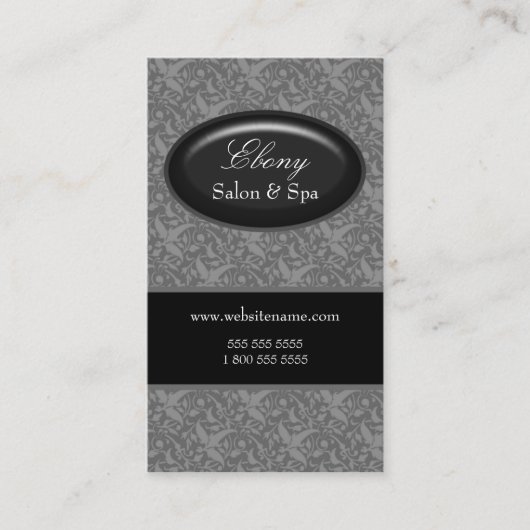 Elegant Damask Salon Gray Afsprakenkaartje (Voorkant)