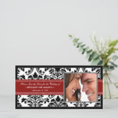Elegant Damask Save-the-Date Fotokaart: rood Save The Date (Staand voorkant)