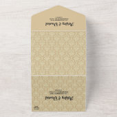 Elegant  Damask Script beige Classic Weddenschap All In One Uitnodiging (Buitenkant)