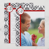 Elegant Damask Side Borders Red Trim Wedding Kaart (Voorkant / Achterkant)