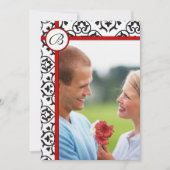 Elegant Damask Side Borders Red Trim Wedding Kaart (Voorkant)