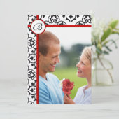 Elegant Damask Side Borders Red Trim Wedding Kaart (Staand voorkant)