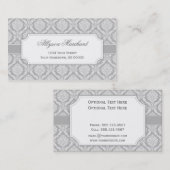 Elegant  Damask Silver Grey en White Visitekaartje (Voorkant / Achterkant)