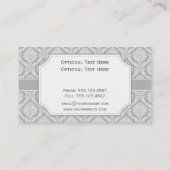 Elegant  Damask Silver Grey en White Visitekaartje (Achterkant)