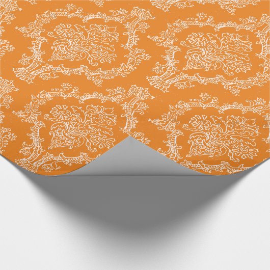 Elegant damask Sinaasappel wrappers Cadeaupapier (Hoek)