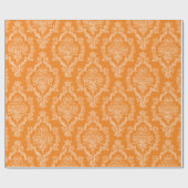 Elegant damask Sinaasappel wrappers Cadeaupapier (Vlak)