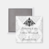 Elegant Damask Sla de Datummagneet op Magneet (Voorkant / Achterkant)