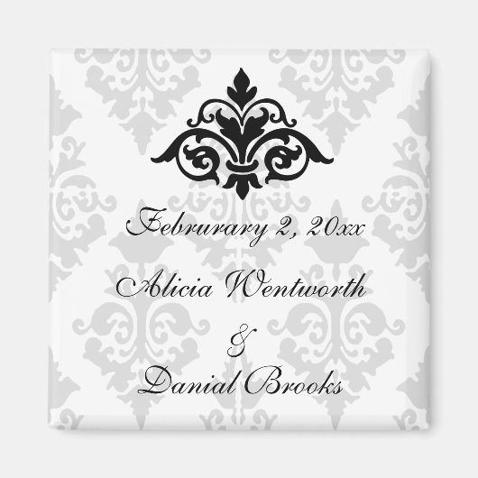 Elegant Damask Sla de Datummagneet op Magneet (Voorkant)