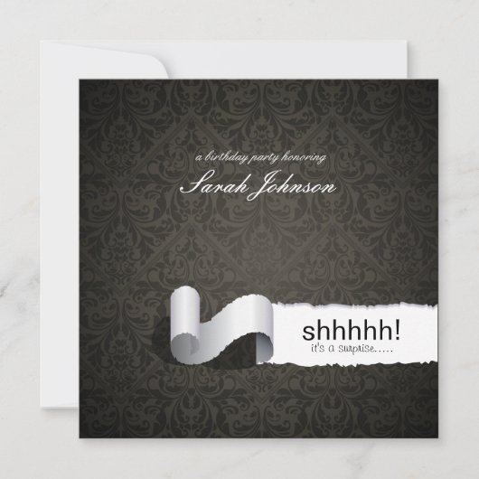 Elegant Damask Surprise Birthday Party Kaart (Voorkant)