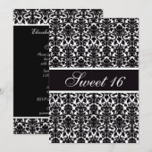 Elegant Damask Sweet 16 Party Kaart (Voorkant / Achterkant)