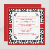 Elegant Damask Swirl Invite [Red] Kaart (Voorkant / Achterkant)