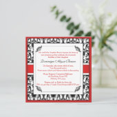 Elegant Damask Swirl Invite [Red] Kaart (Staand voorkant)