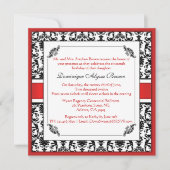 Elegant Damask Swirl Invite [Red] Kaart (Voorkant)