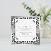Elegant Damask Swirl Invite [Silver] Kaart (Staand voorkant)