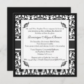 Elegant Damask Swirl Invite [Zwart-wit] Kaart (Voorkant / Achterkant)