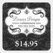 Elegant Damask Swirls Prijs Label (Voorkant)