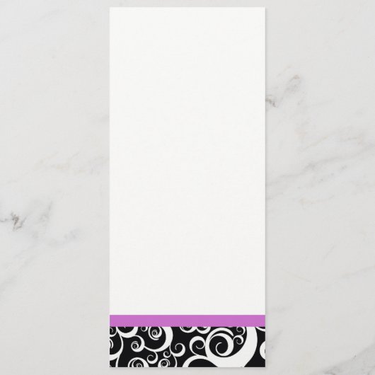 Elegant Damask Swirls Reception Menu in Paars (Achterkant)