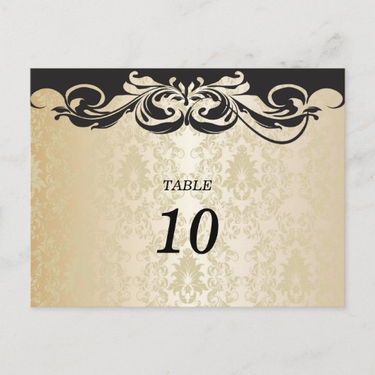 Elegant Damask Tafelnummer Briefkaart (Voorkant)